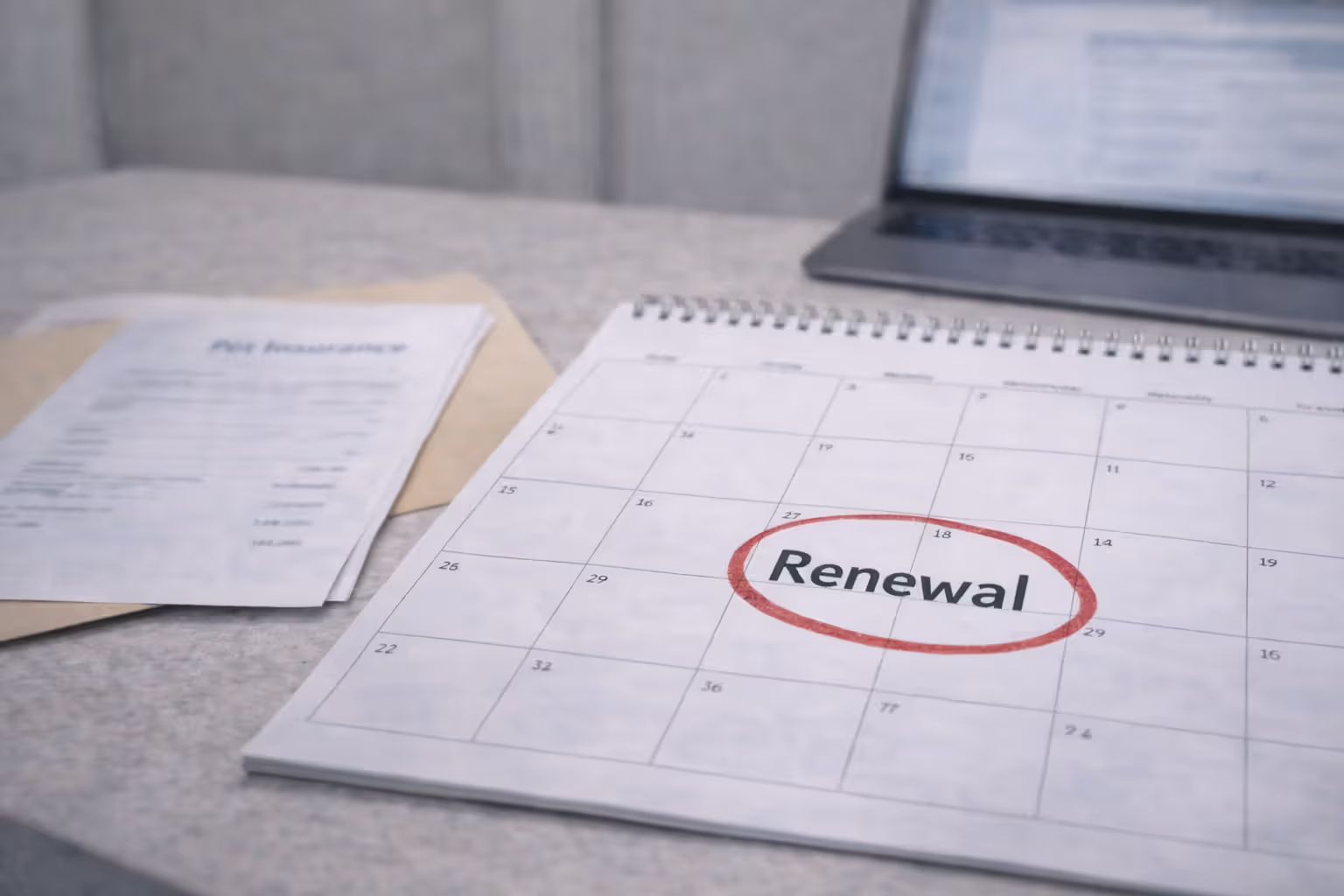 Calendar marking an insurance policy renewal date when the annual limit resets